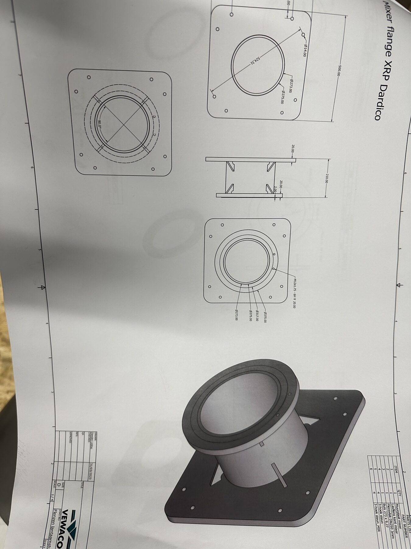 3D-ontwerp en werktekening van Vewaco