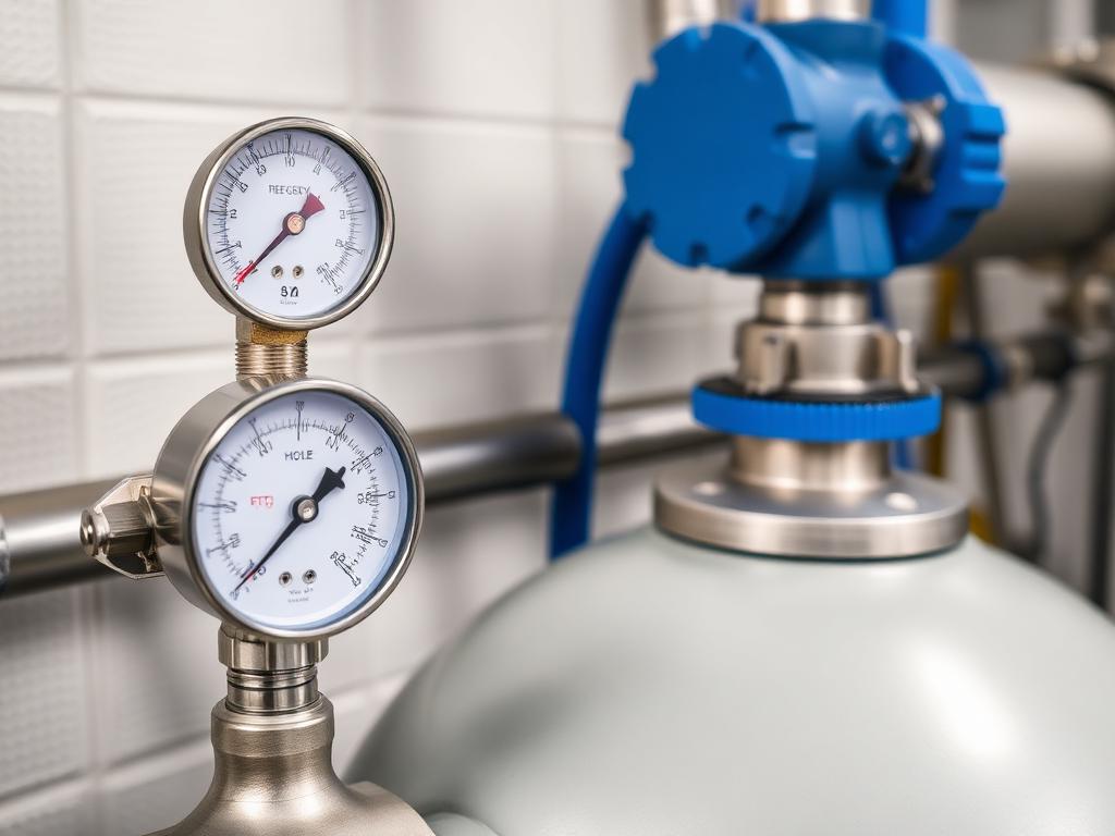 Manometers en membraanvat van een drukverhogingsinstallatie