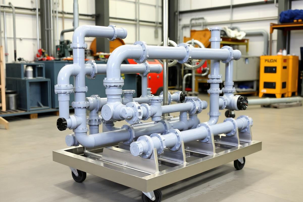 PVC en PP leidingwerk met kleppen in een installatie